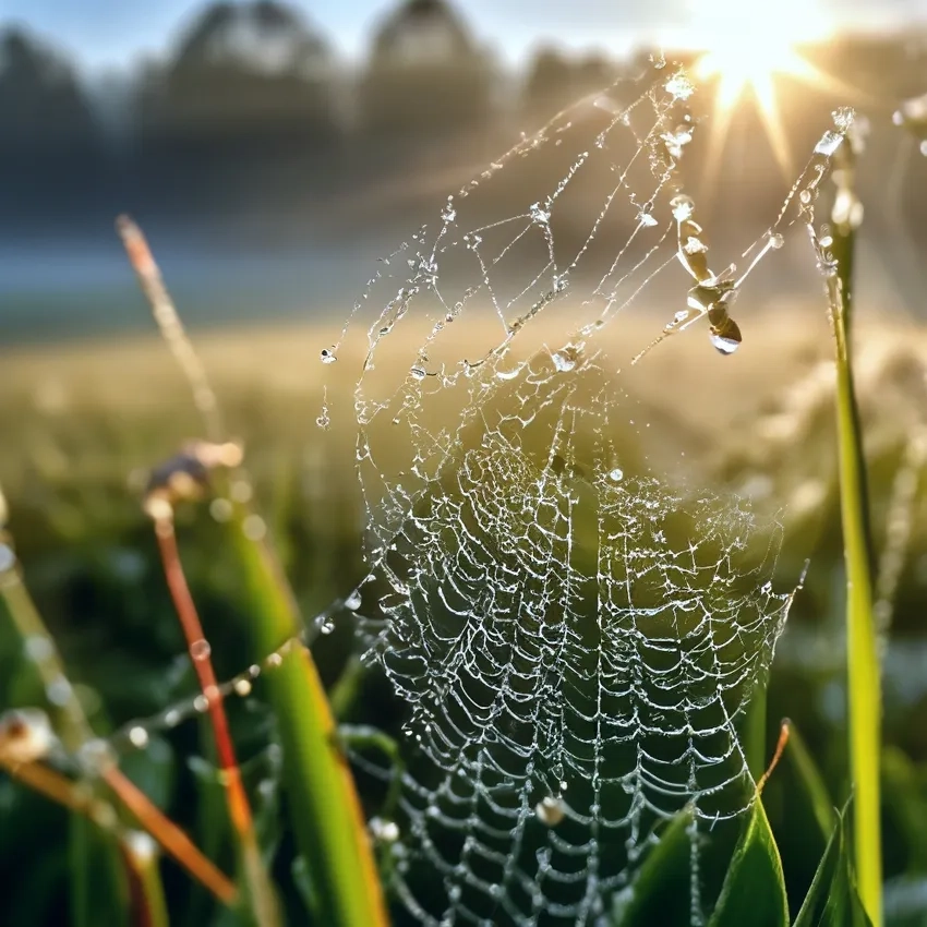 Ảnh thiên nhiên mạng nhện hiện chi tiết tơ nhện tinh xảo