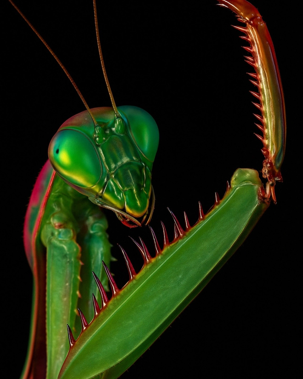 Khoảnh khắc bọ ngựa nhìn đêm với đôi mắt chuyển màu sẫm
