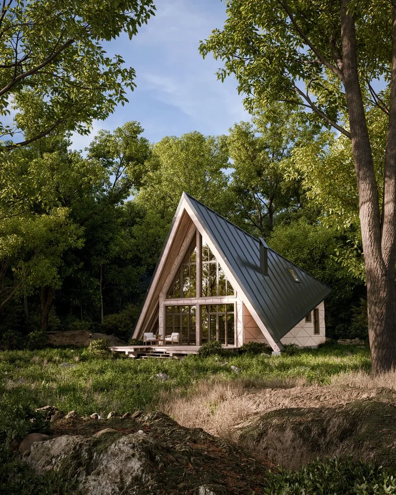 Góc rừng thơ mộng với mô hình ngôi nhà trong rừng đẹp