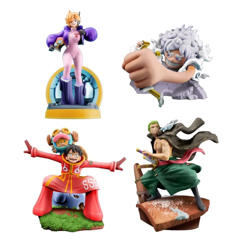 Băng mũ rơm thu nhỏ qua mô hình one piece tí hon băng mũ rơm