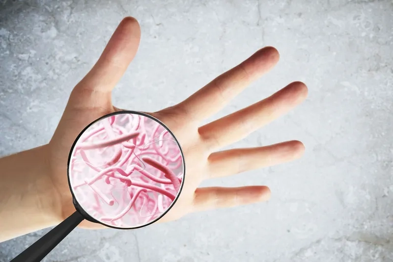 Hình ảnh vi khuẩn trên tay chưa rửa